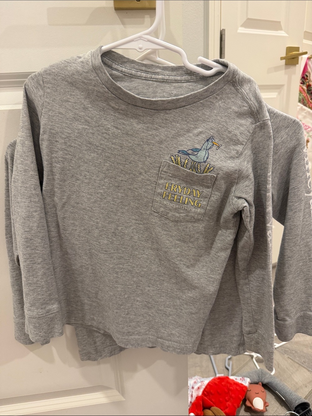 Two vineyard vines Kids Gray Long-Sleeve Pocket Tee - Fryday Feeling